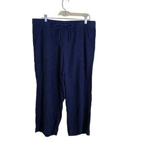 J. Jill Pure Jill Women's Navy Linen Cotton Drawstring Pants L